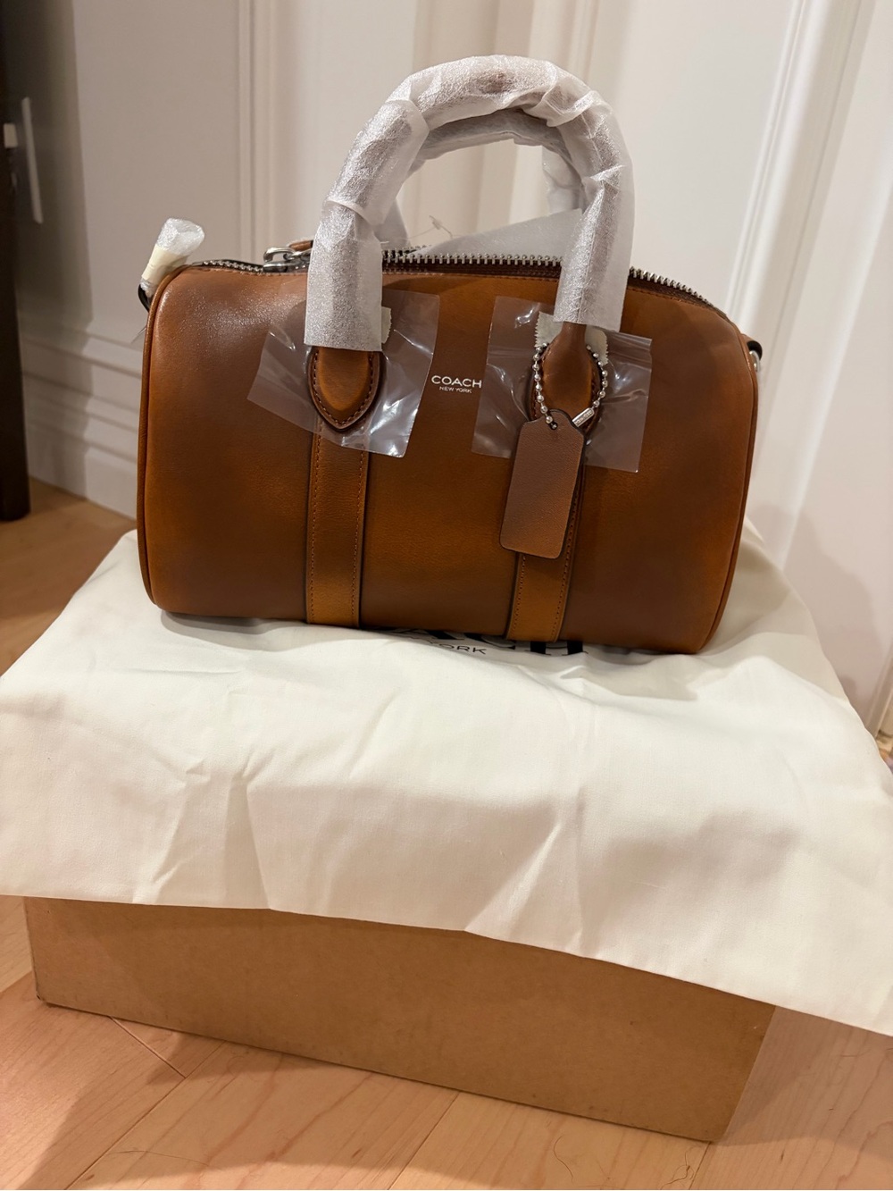 Coach Compass 25 Leather Mini Duffel Satchel - Loved Leather - Burnt Sienna - Picture 2 of 7